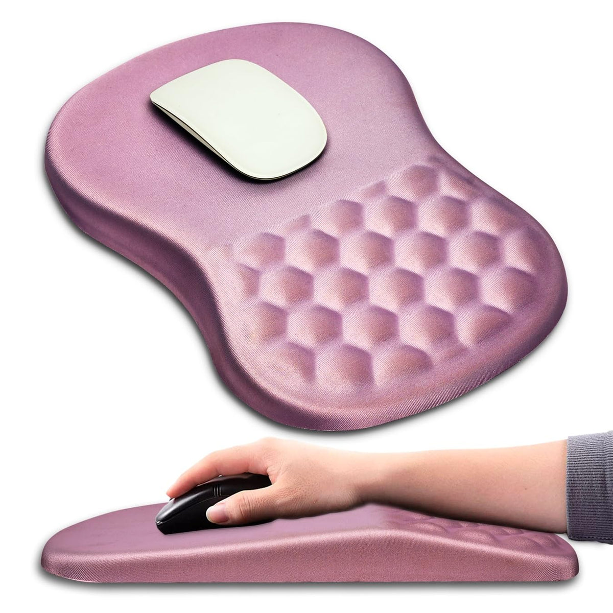 KUOSGM Mouse Pad Wrist Support, Ergonomic Mouse Pad with Massage Dot, Comfortable Computer Mouse Pad for Laptop, Wrist Rest Pain Relief Mousepad with Non-Slip PU Base for Office & Home, 12 x 8 in