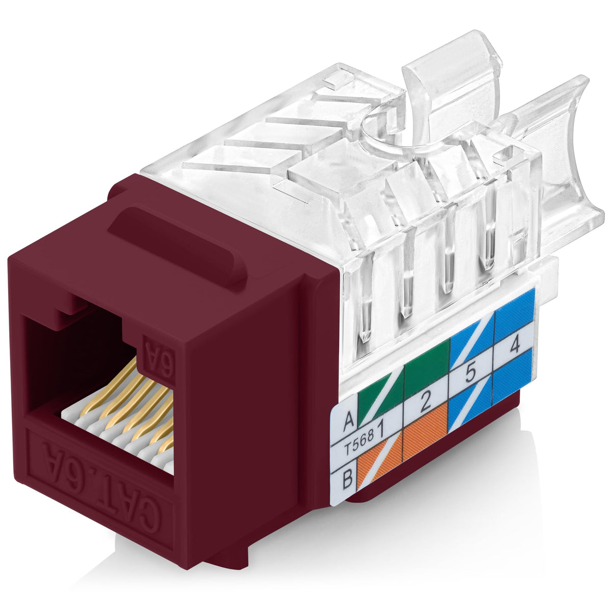 Everest 45 Degree RJ45 Cat6 Keystone Jacks Slim Profile 20-Pack Orange