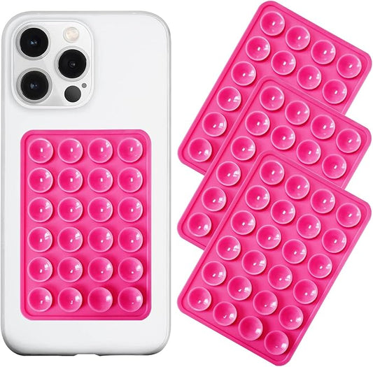 Anteel Silicone Suction Phone Case Mount 3 Pack, Silicon Adhesive Suction Cup Phone Mount, Non Slip Sticky Phone Grip for Cellphone, Strong Grip Holder for Selfies and Videos (Rose)