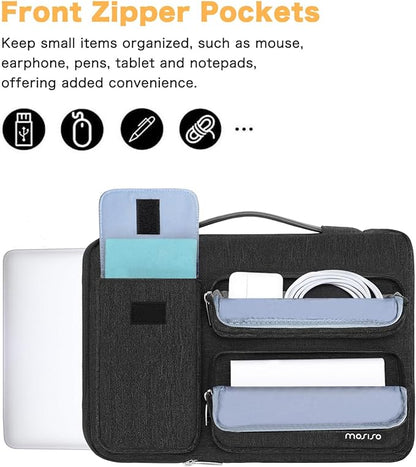 MOSISO 360 Protective Laptop Case 15 inch, Laptop Sleeve Compatible with MacBook Air 15 M4 A3241 M3 A3114 M2 A2941 2025-2023, Dell XPS 15, Side Open Bag with 2 Raised&1 Flapover Pockets, Slate Gray