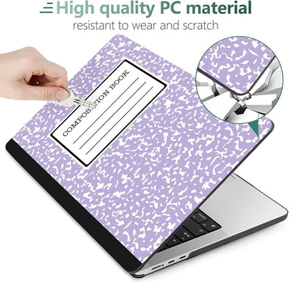 MEEgoodo Case for M4/M3/M2 MacBook Air 13.6 inch Case 2025 2024 2022, Fit Model A3240/A3113/A2681, Laptop Hard Shell with Keyboard Cover Compatible with MacBook Air 13 inch, Composition Book Purple