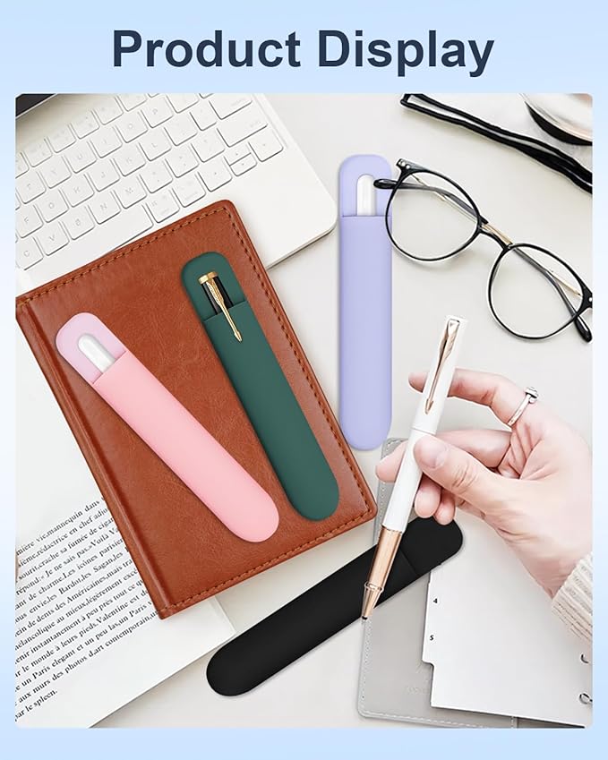 eZAKKA Silicone Pencil Holder For Most Pens,Pencils, 7.8 inch Self-Adhesive Stick To Notebooks,Diary, Desks,Tablet, Green, 1 Pack