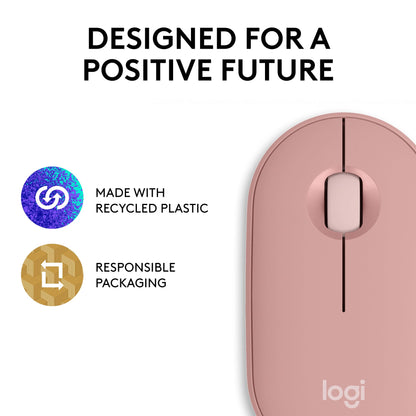 Logitech M350s Pebble 2 Bluetooth Wireless Mouse - Tonal Rose