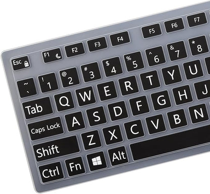 Large Print Keyboard Cover for Dell KM636 KB216 KB216t KB216d KB216p Wired & Wireless Keyboard, Dell Optiplex 5250 3050 3240 5460 7450 7050, Dell Inspiron Desktop 24" 27" 5400 5490 7790 3475 3670