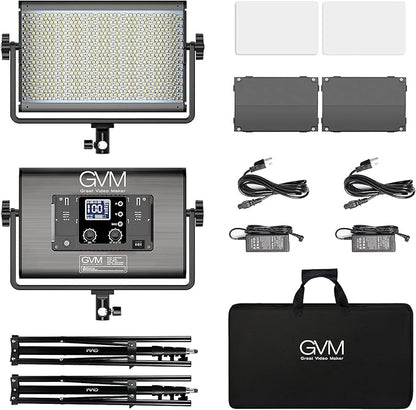 GVM 1300D RGB LED Video Light, 65W Video Lighting Kit with Bluetooth Control, 25000lux/0.5m, 2 Packs Led Panel Light for YouTube Studio, Video Shooting, Broadcasting, Conference, 18 Kinds Scene Modes
