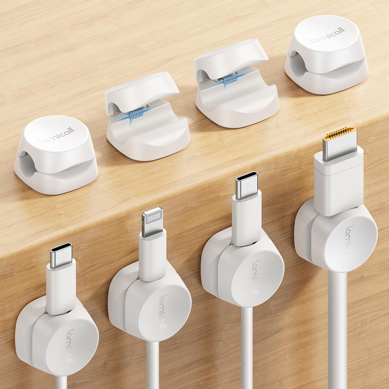 Lamicall 8 Pack Cord Organizer, [1s Lock] Cable Management Clips