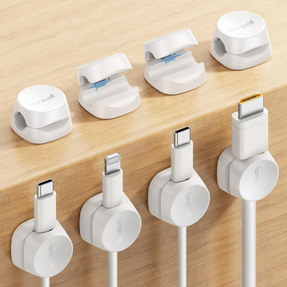 Lamicall 8 Pack Cord Organizer, [1s Lock] Cable Management Clips