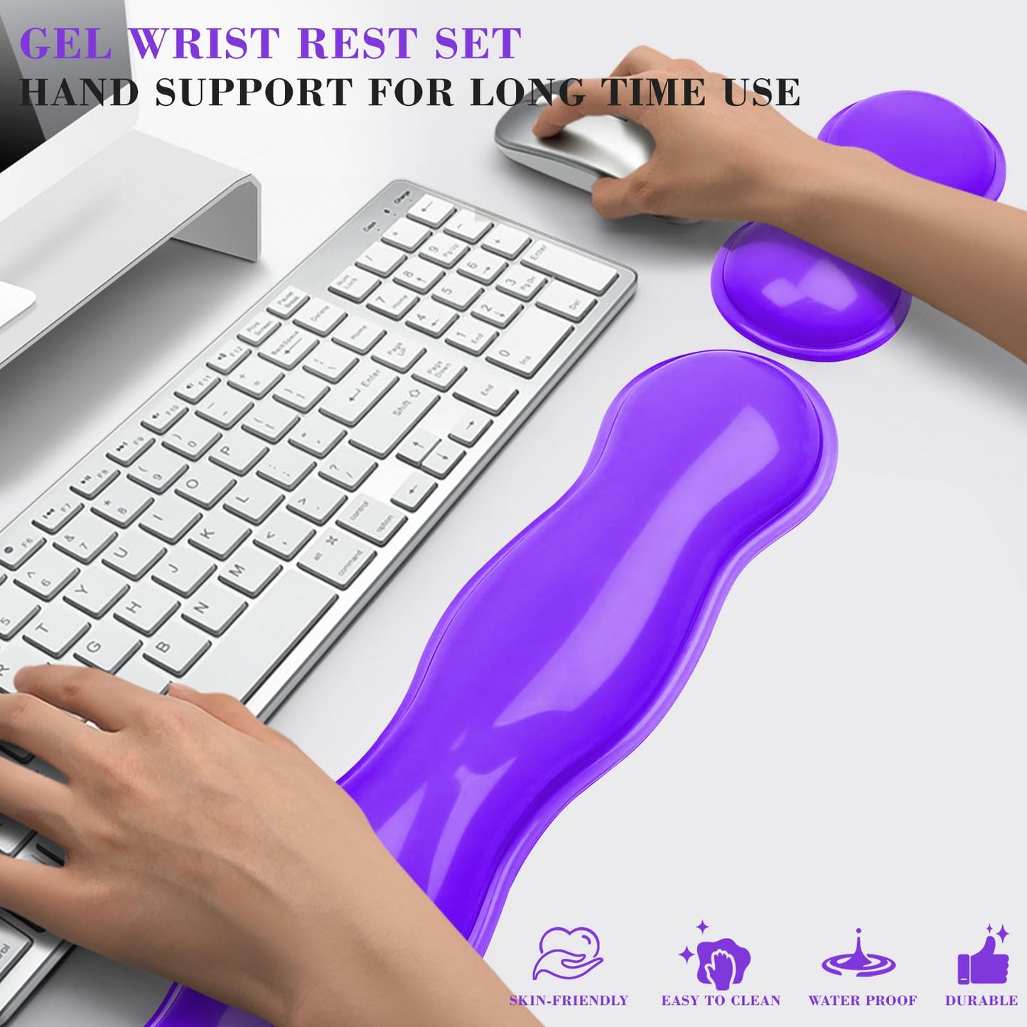 ABRONDA Gel Wrist Rest for Keyboard and Mouse, Wrist Rest for Keyboard, Mouse Wrist Support, Pain Relief, Cool Touch, Non-Skid, Keyboard and Mouse Wrist pad Set