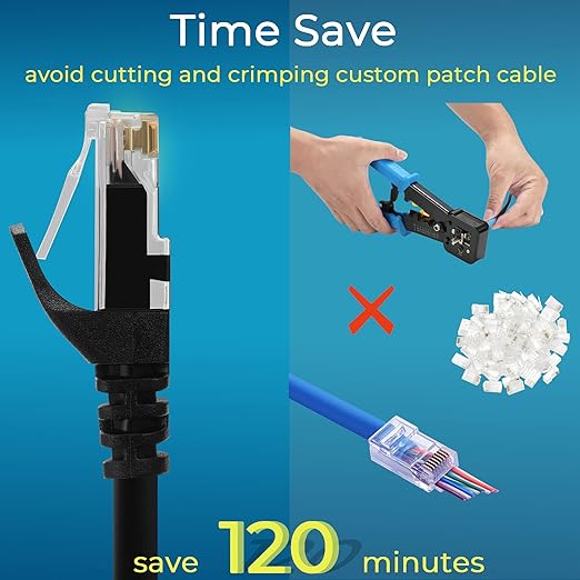 Rapink Patch Cables Cat6 3ft (24 Pack), Ethernet Patch Cable 10G Support, Cat 6 Patch Cable for Patch Panel to Switch, Flexiable Cat 6 Ethernet Cable with Gold Plated Black