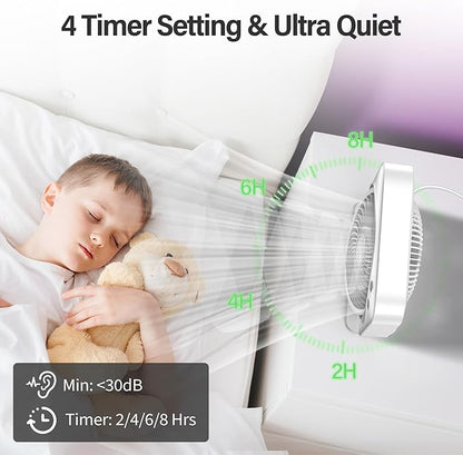 Portable Table fan, Window Fan,Small Box Fan with 3 Powerful Speed & 4 Timer Setting, 270° Pivoting Quiet Square DC Fan for Home Office Bedroom Bathroom Kitchen