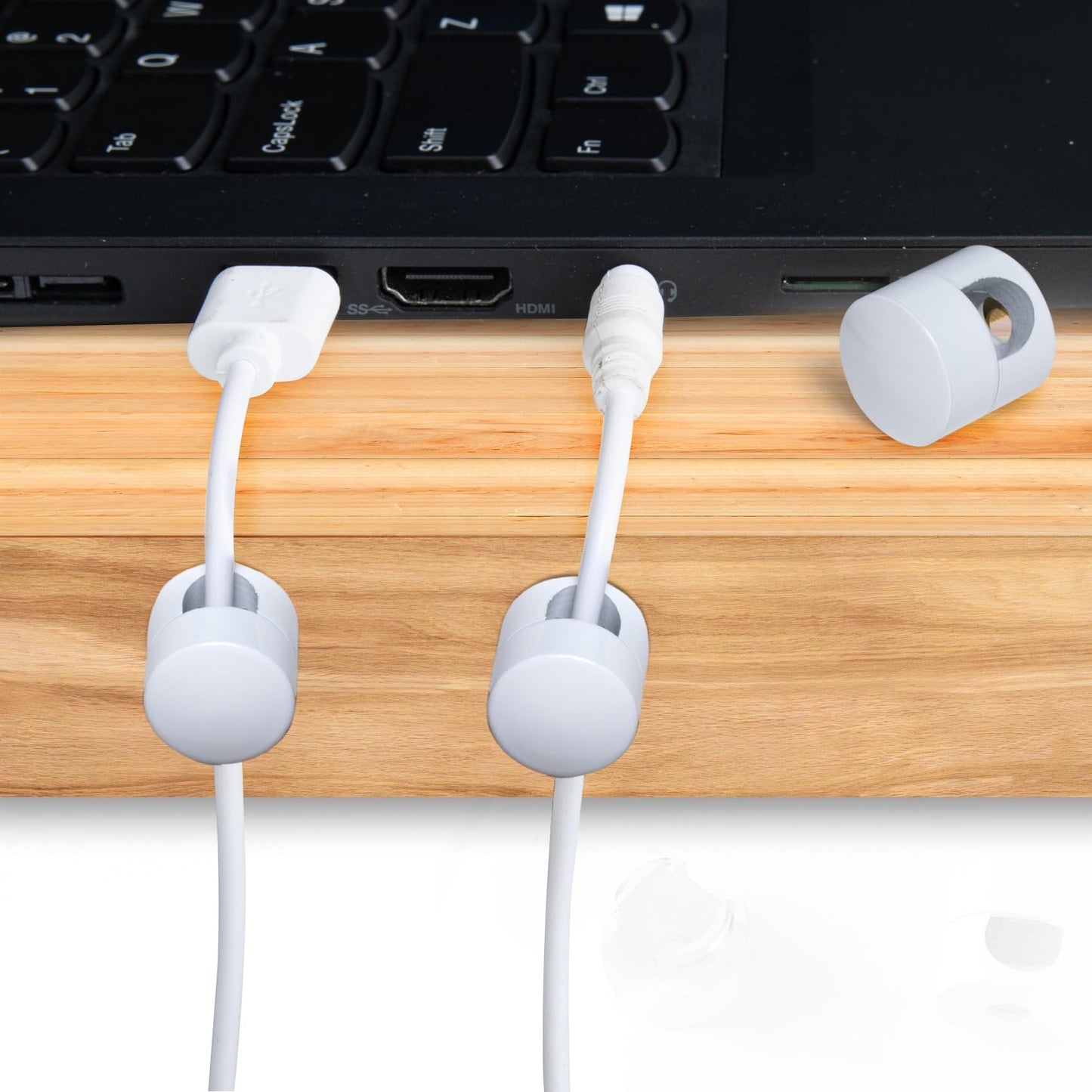 SmallCat 2 Sets Charger Holders for Cords, White Adjustable Cable Anchor Holders, Adhesive Metal Cord Clips, Cable Management Wire Organizers for Desk, Office, Nightstand