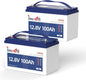 12V 100Ah Pro LiFePO4 Battery 2 Packs, Grade A Battery Cells, Group 31 Deep Cycle Lithium Battery, 100A BMS,10-Year Lifetime, Suitable for RV, Solar Home System and Off-grid Application