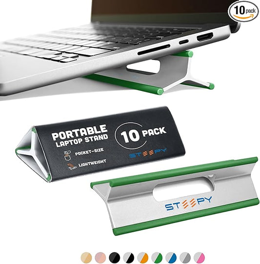 Steepy Laptop Computer Stand - Adjustable Height Riser for Desk - Portable