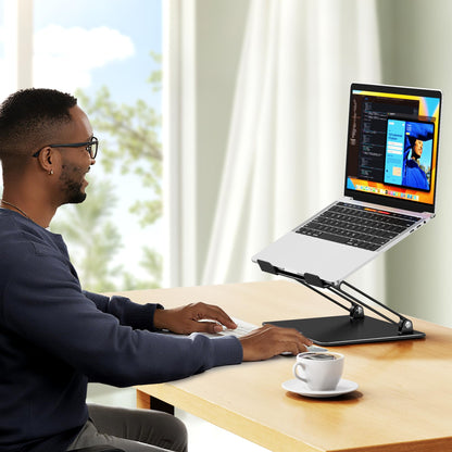 BESIGN LS10 Laptop Stand for Desk, Ergonomic Adjustable Notebook Tablet Stand, Foldable Laptop Riser, Portable Desktop Book Stands, Computer Holder Compatible with 10-14" Laptops, Black