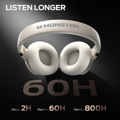 Monster Persona SE ANC Active Noise Cancelling Headphones, Bluetooth Headphones Over Ear, 60H Playtime, HiFi Stereo Audio, Deep Bass, Built-in Mic, Wireless Headsets for Home Office
