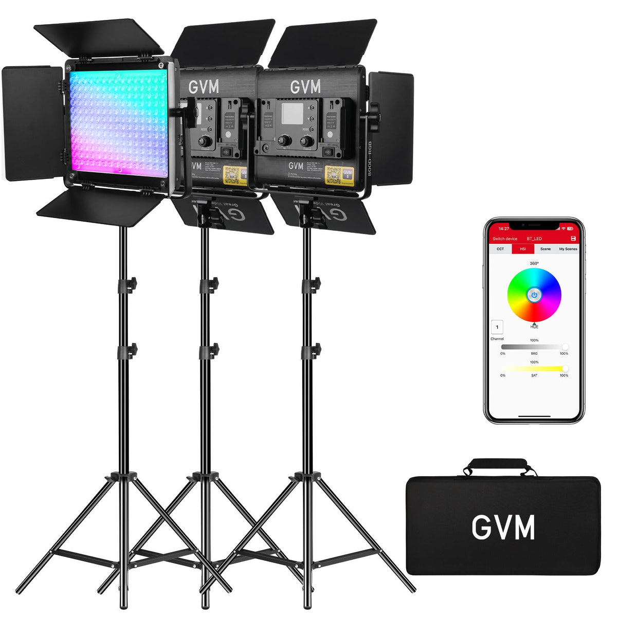 GVM 800D RGB LED Video Light, 2026 Upgraded Panel Light with Optical Lens & 6X Brighter (19500 Lux/0.5m), 3200K-5600K Bi-Color, 20 Scene Modes & CRI97+, Studio Lights, Photography Lighting, 2-Packs