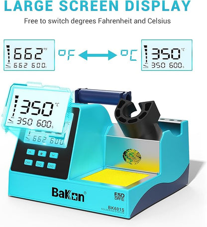 90w Soldering Station, Electronic Digital Display Soldering Iron Station Kit with 3 Presets Modes, 356℉～896℉,°C/°F Conversion,Sleep Mode, 5 Extra Solder Iron Tips,Solder Sucker,Soldering Wire,Tweezers