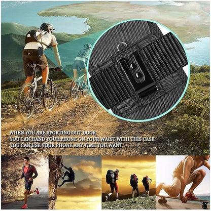 Cell Phone Pouch Nylon Holster Case with Belt Clip Cover for Samsung Galaxy S24 Ultra / S24 Plus/ S23 Ultra / A14 5G / A15 5G/A35/A55 5G/iPhone 15 14 13 12 Pro Max Case Metal Belt Clip