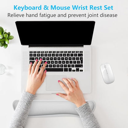 Dapesuom Enlarge Keyboard Wrist Rest, Cute Memory Foam Keyboard Wrist Cushion for Computer Desk Mats Support, Typing Pain Relief Ergonomic Mouse Pad Rests with Non-Slip Base for Gaming, Laptop, Gray