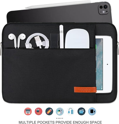 Lacdo Tablet Sleeve Case for 13 inch New iPad Air M3 M2 2025-2024, 13 inch New iPad Pro M4 2024, 12.9" iPad Pro 6 5 4 3 with Magic Keyboard and Smart Keyboard Folio, Water-Resistant Tablet Bag, Black