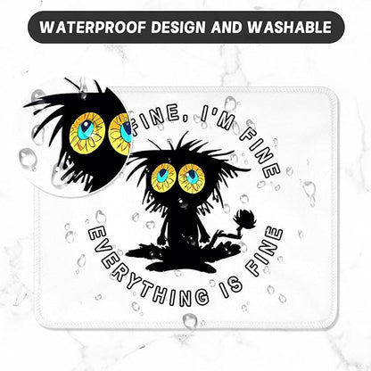 ITNRSIIET Mouse Pad with Stitched Edge Premium Textured Smooth Precise Operation Waterproof Washable Non-Slip Rubber Base Desktop Protection Mat, 10.2×8.3×0.12 inches, Funny Black Cat