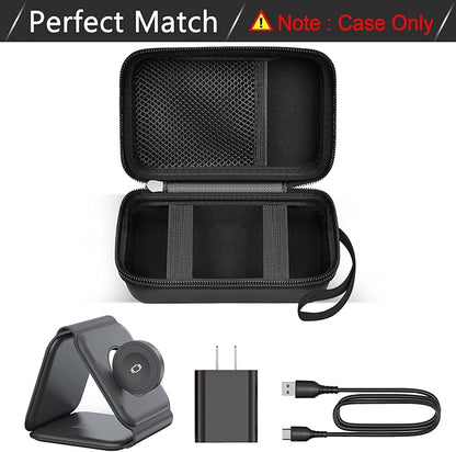 Travel Case for UCOMX for Nano/for Iseyyox/for LISEN/for RTOPS 3 in 1 Wireless Charger, Foldable Magnetic Charging Station Storage Holder Bag for Fast Charge Pad Cable and Adapter -Box Only (Black)