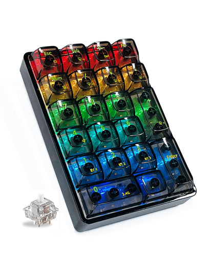 SOLAKAKA K21 RGB Backlit Tri-Mode Transparent Wireless Mechanical Number Pad Supports 3 BT/2.4GHz/Type C Wired, Hot Swappable 21 Keys with Transparent Keycaps Black