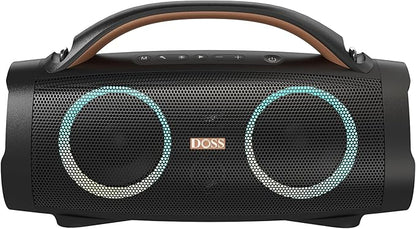 DOSS Extreme Boom+ Loud Bluetooth Speaker with 100W Stereo Sound, Extra Bass, 20H Playtime, Party-Sync Led Lights, Built-in Power Bank, IPX6 Waterproof Outdoor Speaker for Camping, Travel-Copper Gold