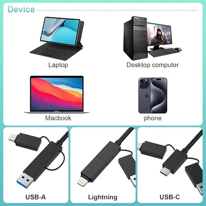 Memory Stick Pro Duo Adapter, Memory Card Reader for MS/XD/CF/SD Card - 7-in-1 Card Reader/Adapter for Windows, Mac, iOS, Android(USB-A + USB-C + Lightning)