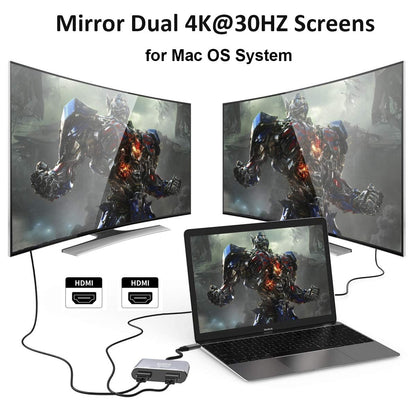 Selore&S-Global USB C to Dual HDMI Adapter 4K @60hz, Type C to HDMI Converter for MacBook Pro Air 2020/2019/2018,LenovoYoga 920/Thinkpad T480,Dell XPS 13/15/17,etc