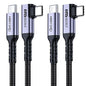 USB4 Cable 3.3FT 2 Packs, 240W USB C to USB C Cable Right Angle, 40 Gbps High Speed Data, Single 8K/Dual 4k Display Compatible for Thunderbolt 4, Thunderbolt 3, Monitor, iPhone 15/16 Pro Max