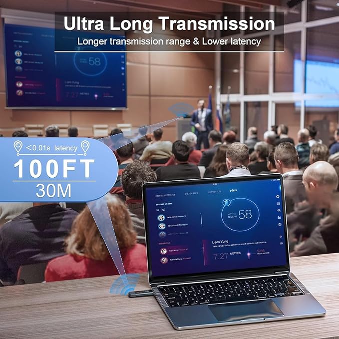 Wireless HDMI Transmitter and Receiver, TTQ Wireless HDMI Extender 4K Supported, Metal Housing, LED Display, 100FT Range, 2.4G&5G, for PC/Laptop/Camera/HDTV/Projector/TV Box