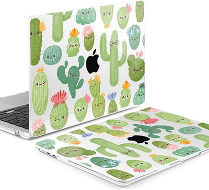 MEEgoodo Case for M4/M3/M2 MacBook Air 13.6 inch Case 2025 2024 2022, Fit Model A3240/A3113/A2681, Laptop Hard Shell with Keyboard Cover Compatible with MacBook Air 13 inch, Smiley Cactus