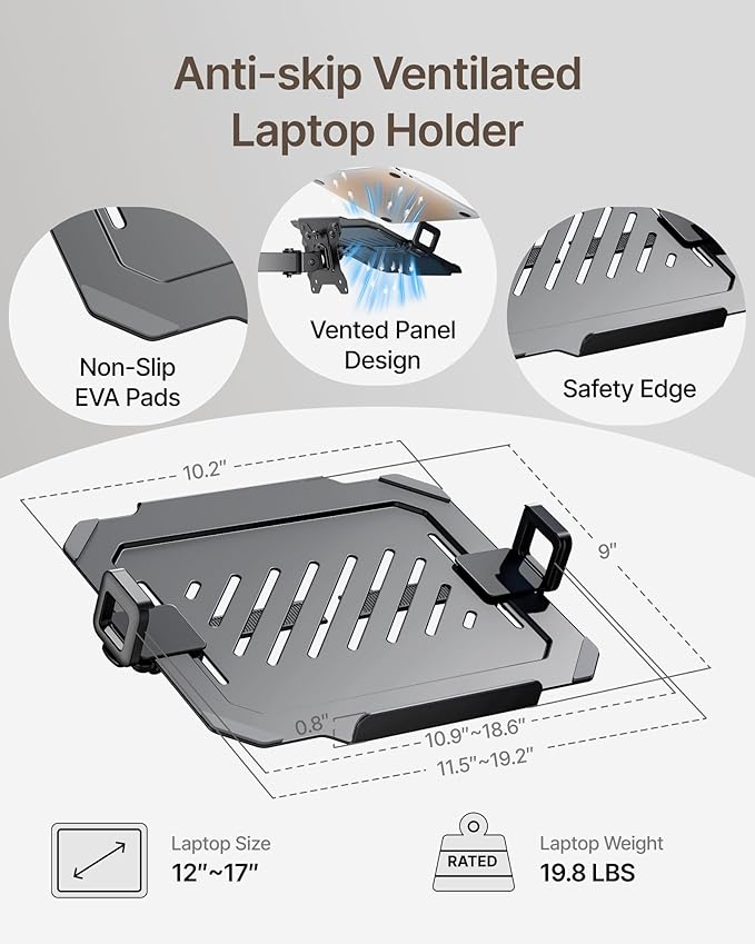 monTEK Monitor and Laptop Stand for 32" Screen and 17" Laptop