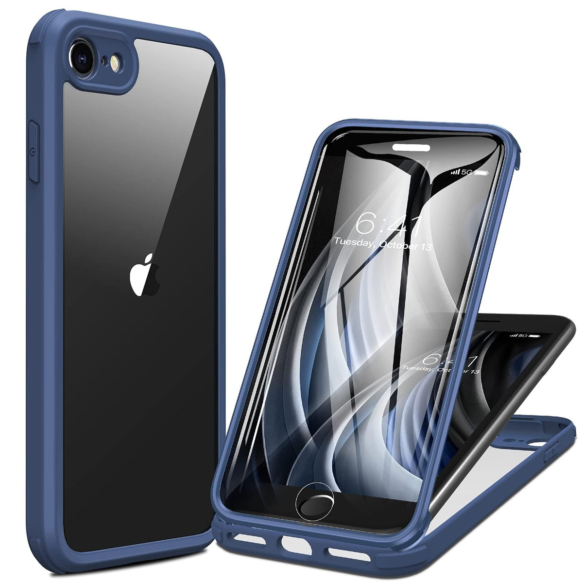 Miracase for iPhone 13 Case 6.1'',Full-Body Magnetic Clear Bumper Case with Built-in 9H Tempered Glass Screen Protector,Military Drop Protection Outdoor Phone Case — iPhone SE/8
