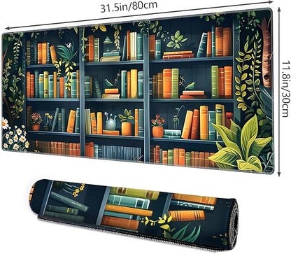 Galdas Gaming Mouse Pad XXL XL Large Long Extended Big Mousepad Non-Slip Rubber Keyboard Mouse Pad with Stitched Edges for Laptop Home Office (31.5x11.8x0.08 Inch) -Books