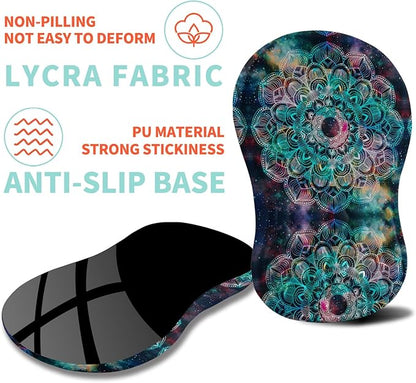 Ergonomic Mouse Pad Wrist Support with Memory Foam Massage Bulge, Carpal Tunnel Pain Relief Mousepad Wrist Rest for Mouse(12x8 inch, Mandala)