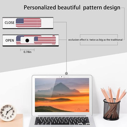 Webcam cover, 3 pieces, laptop camera cover, privacy shielding capacity is twice as big as the traditional, suitable for computer mobile phones, laptops, tablets and so on (American flag)