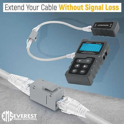 Everest Cat6 RJ45 Keystone Coupler (6-Pack) in Gray - RJ45 Coupler - Cat 6 Couplers - Female to Female Cat6 Keystone Jacks - Ethernet Couplers - Ethernet Cable Extender