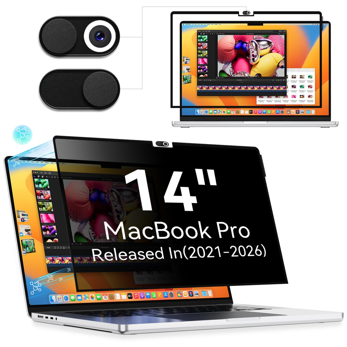 13.3 Inch Laptop Privacy Screen Compatible with Lenovo Hp Dell Acer Asus Thinkpad Envy Xps, 16:10 Aspect Removable Anti Glare Blue Light Filter Protector,13 in Computer Monitor Privacy Shield