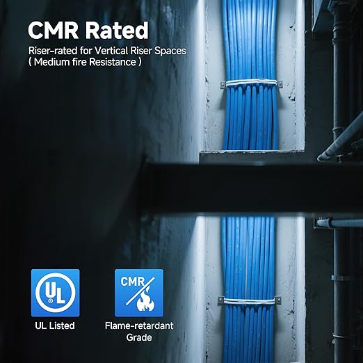 Cable Matters [UL Listed] 10Gbps in-Wall Riser Rated (CMR) 23AWG Bare Copper Cat6 Ethernet Cable - 300ft, Cat 6 Ethernet Cable Spool, Cat 6 Cord Bulk, Black