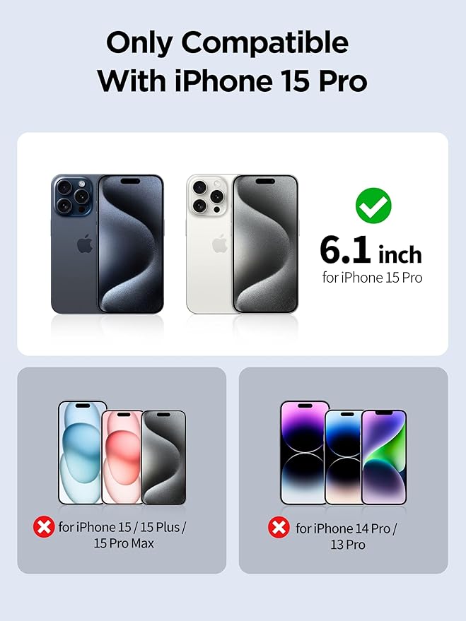 Compatible for iPhone 15 Pro Privacy Screen Protector Tempered Glass 6.1 Inch, Pink Gradient Anti Spy Anti Blue Light HD Easy Installation
