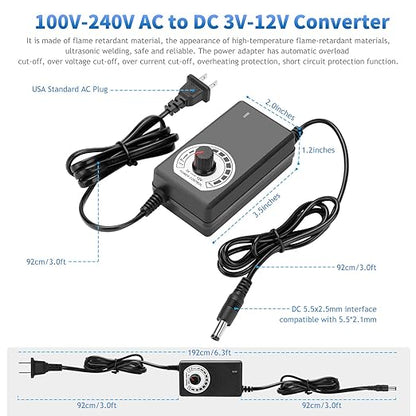 3X 120mm Computer Fan with AC Plug, AC 110V 120V 220V 240V Cabinet Cooling Fan with Speed Controller, Cooling for Windows, Plant Cabinet, Crawl Space, Basement, Laundry Room, Garage, Attic