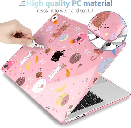 MEEgoodo Case for MacBook Pro 13 inch Case 2022 2021 2020 New A2338 M2/M1 A2251 A2289, Laptop Hard Shell with Keyboard & Camera Cover Compatible with 13 inch MacBook Pro, Space & Animals