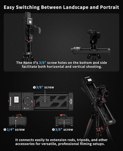 IFOOTAGE Shark Slider Nano II-660 (26 inch) Motorized Camera Shark Slider,Mobile APP/IPS Touch Screen Control,360°Panoramic Shooting,Ultra-Silent,Load up to 7.7lbs