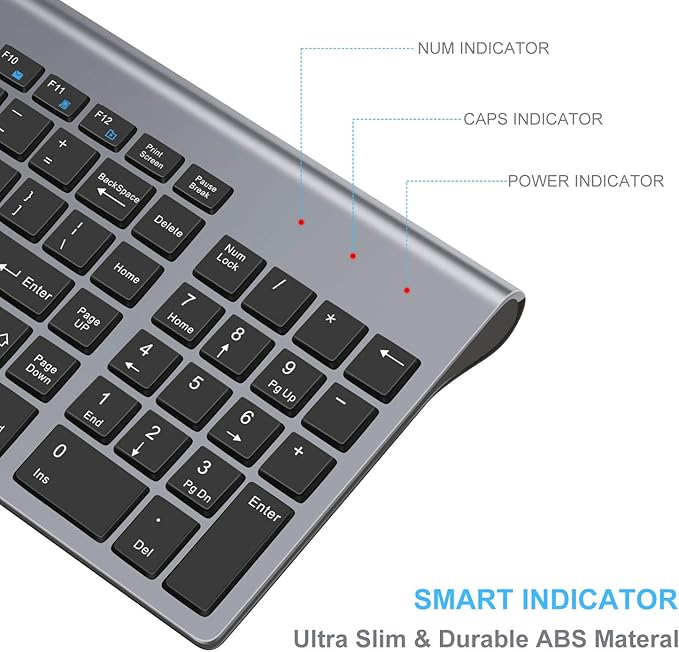 LeadsaiL Wireless Keyboard and Mouse Combo, Wireless USB Mouse and Computer Keyboard Set, Compact and Silent for Windows Laptop, Desktop, PC