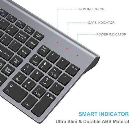 LeadsaiL Wireless Keyboard and Mouse Combo, Wireless USB Mouse and Computer Keyboard Set, Compact and Silent for Windows Laptop, Desktop, PC