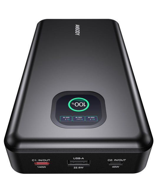 Ansody 140W Laptop Power Bank, 25000mAh with TFT Smart Digital Display