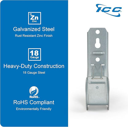 ICC 2-Inch Wall Mount J-Hook – 25-Pack, Cable Support Hooks with Retainer Clips, Galvanized Steel with Zinc Finish – for Structured Cabling and Cable Management