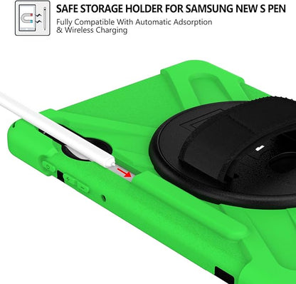 BRAECN for Galaxy Tab S6 Case with Pen Holder/Hand Strap/Rotating Stand/Shoulder Strap,Hybrid Heavy Duty Shockproof Case for 2019 Model 10.5 inch Galaxy Tab S6 Tablet(SM-T860/T865/T867)-Green